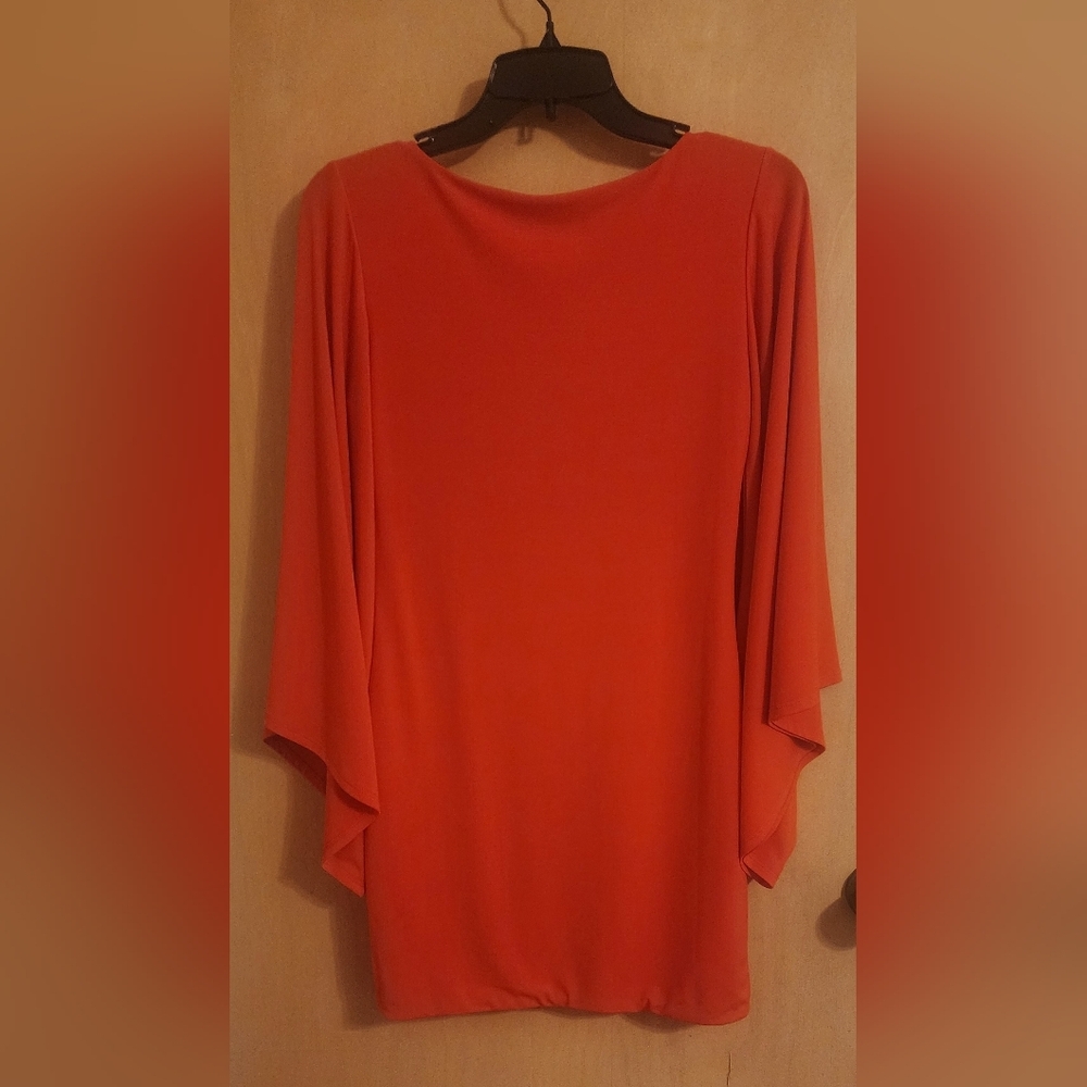Guess mini red orange color short dress with flare sleeves size S - Picture 3 of 4